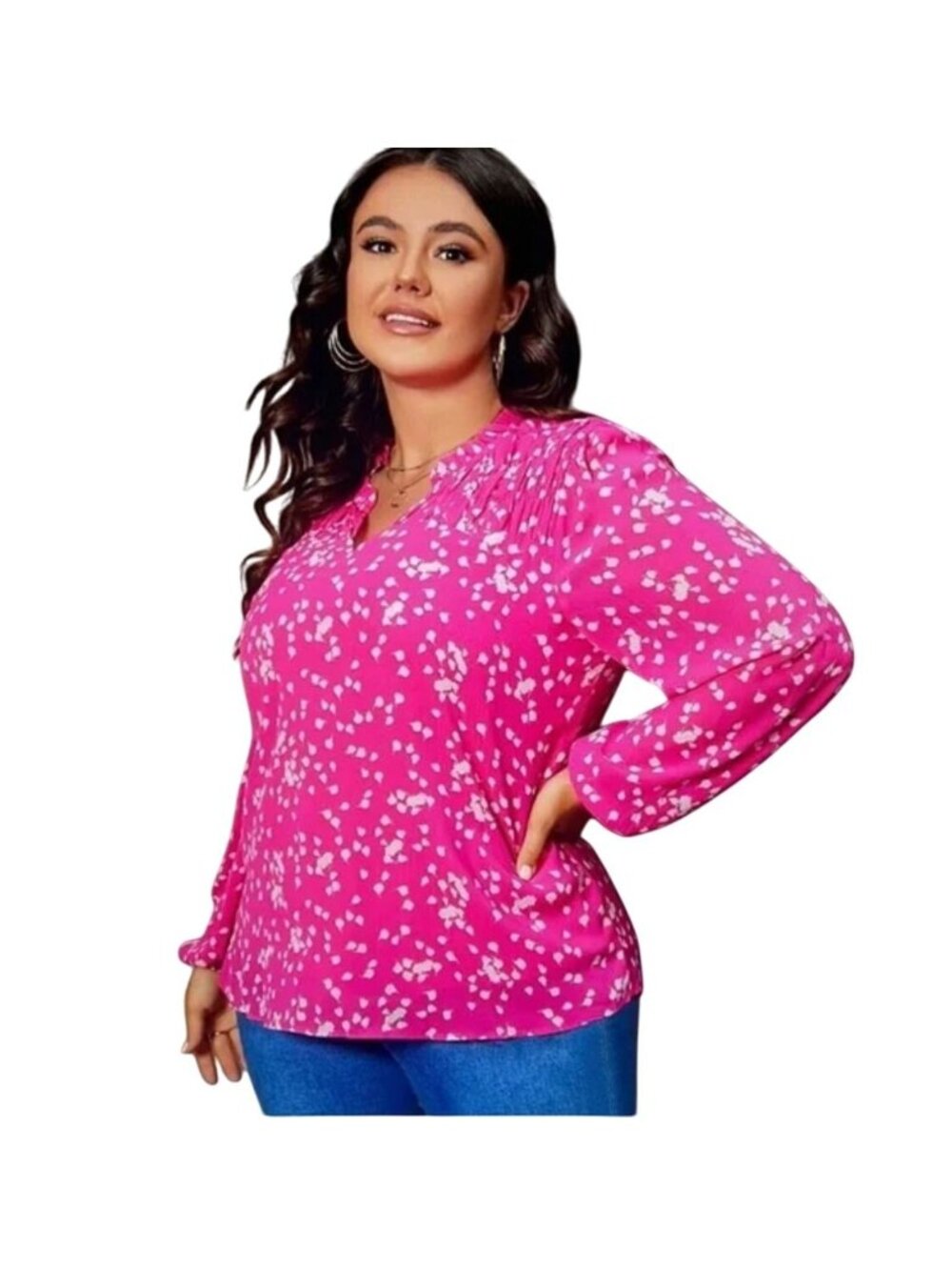 Pink Long Sleeve Blouse 2XL